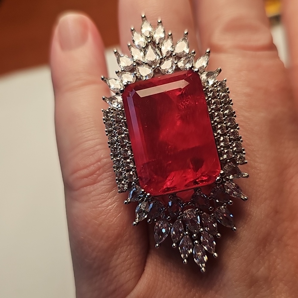 Massive Ruby Doublet Ring Size 9 - image 2